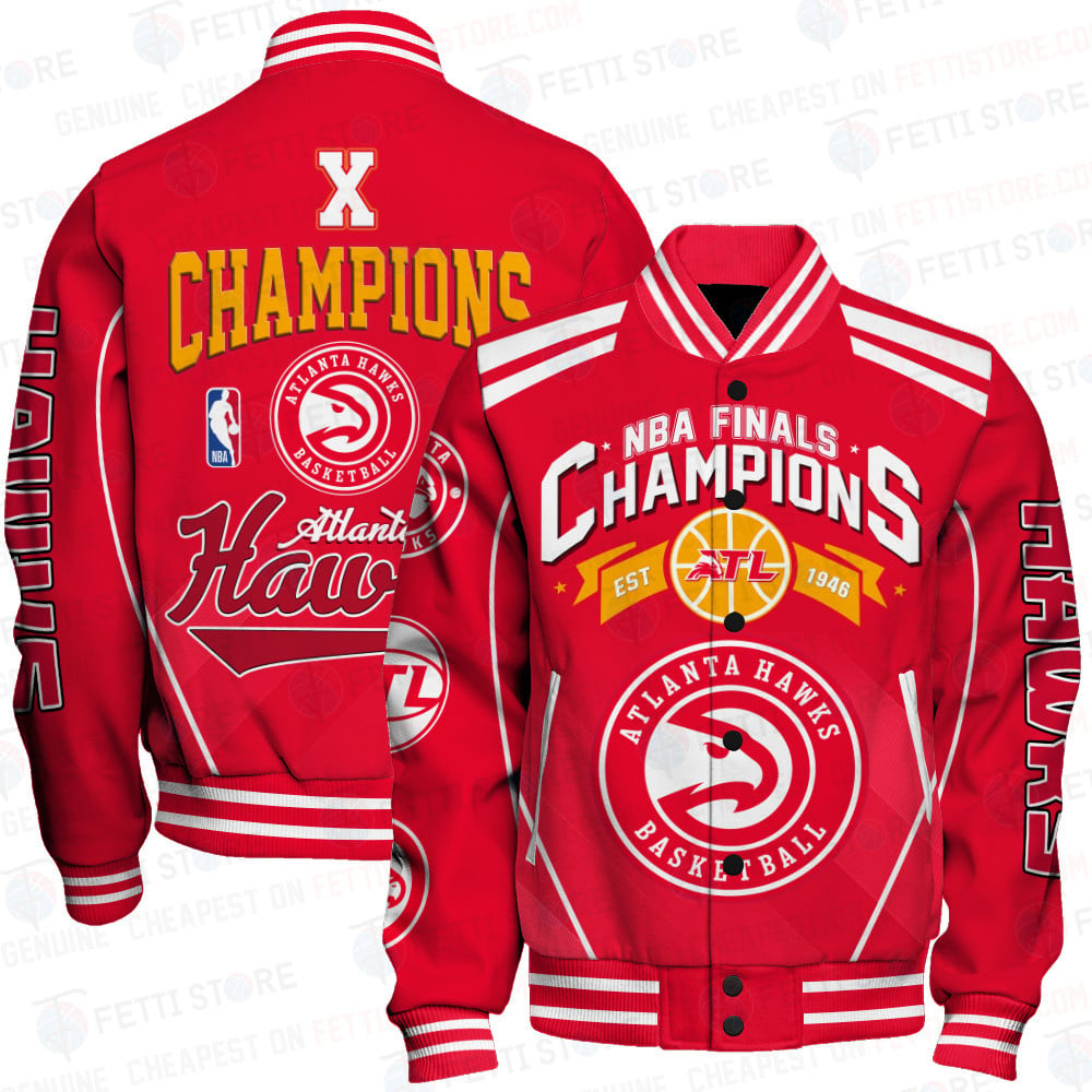 Atlanta Hawks X Champions Basketball Team Print Varsity Jacket SFAT