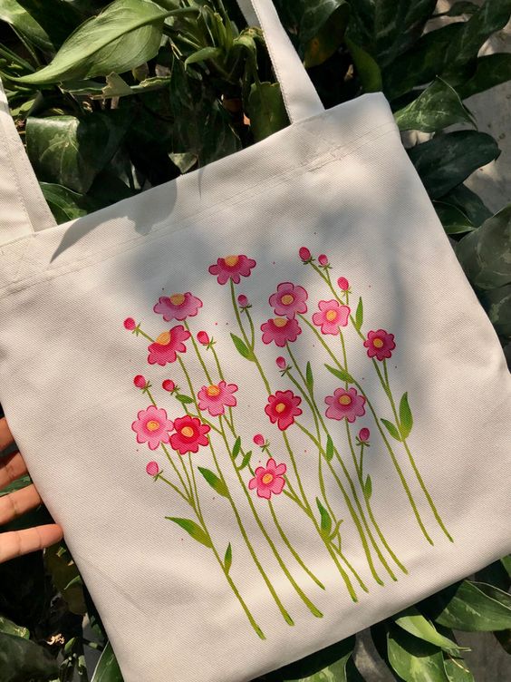 Tote bag flores, pintada a mano