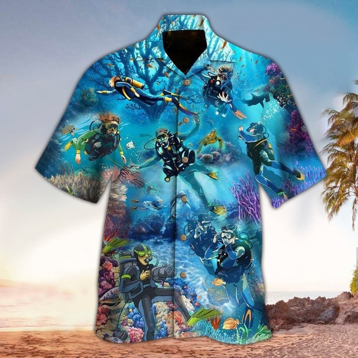 Scuba Driving Apparel, Scuba Button Up Shirt, Scuba Hawaiian Shirt, Perfect Scuba Clothing