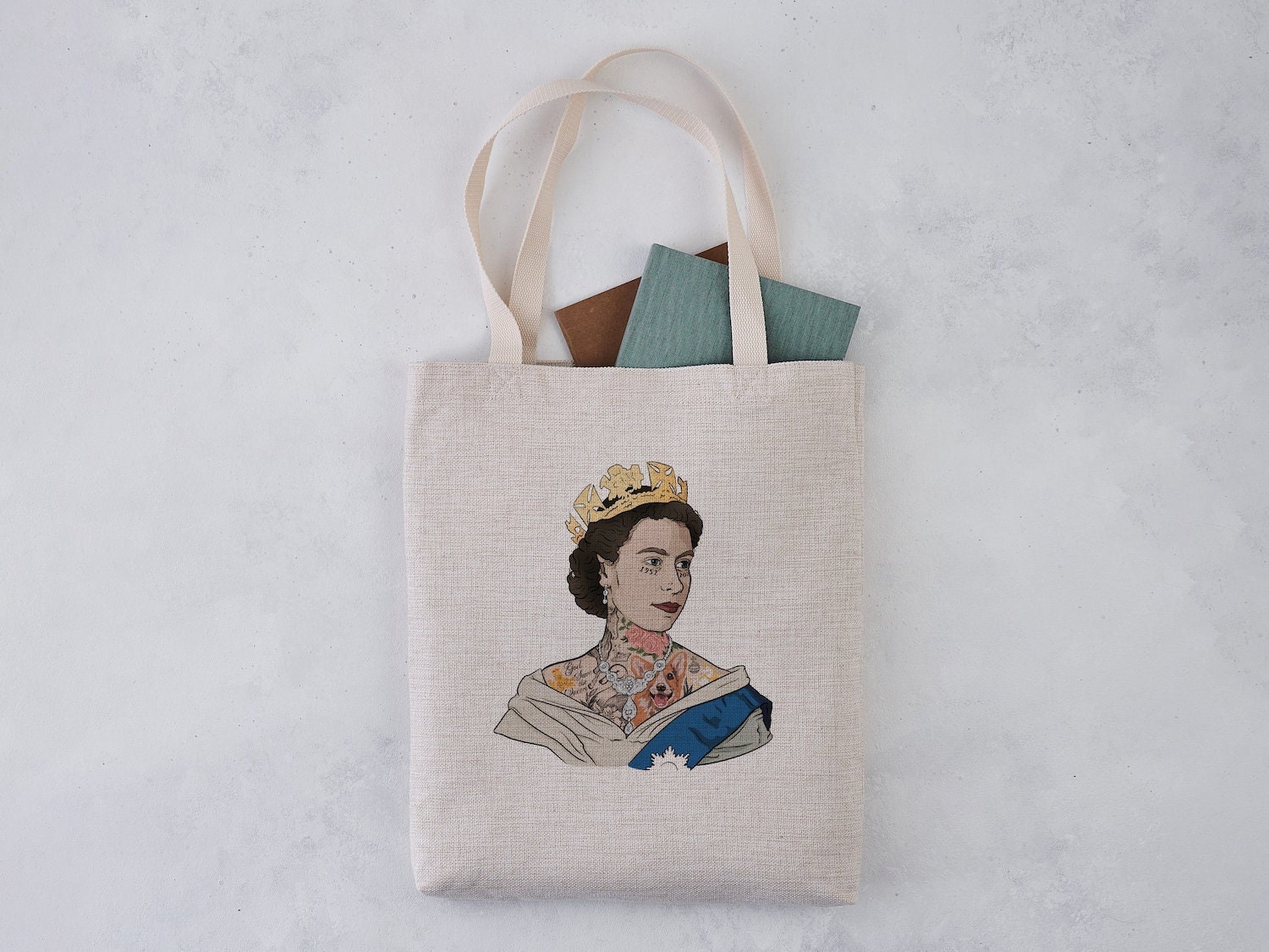 Queen Elizabeth Platinum Jubilee Tote Bag – The Queen with Tattoos