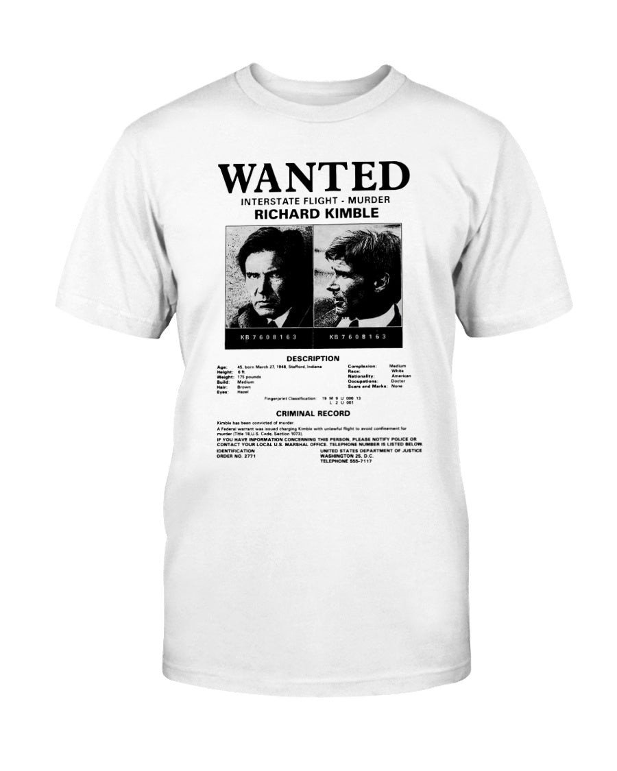 The Fugitive T Shirt Vintage 90S Movie Promo Wanted Poster Richard Kimble Harrison Ford T Shirt 072821