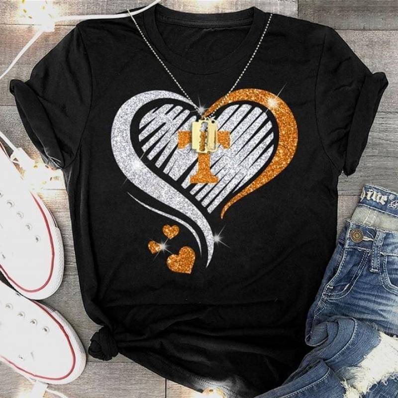 Tennessee Volunteers Glitter Heart Shape T Shirt