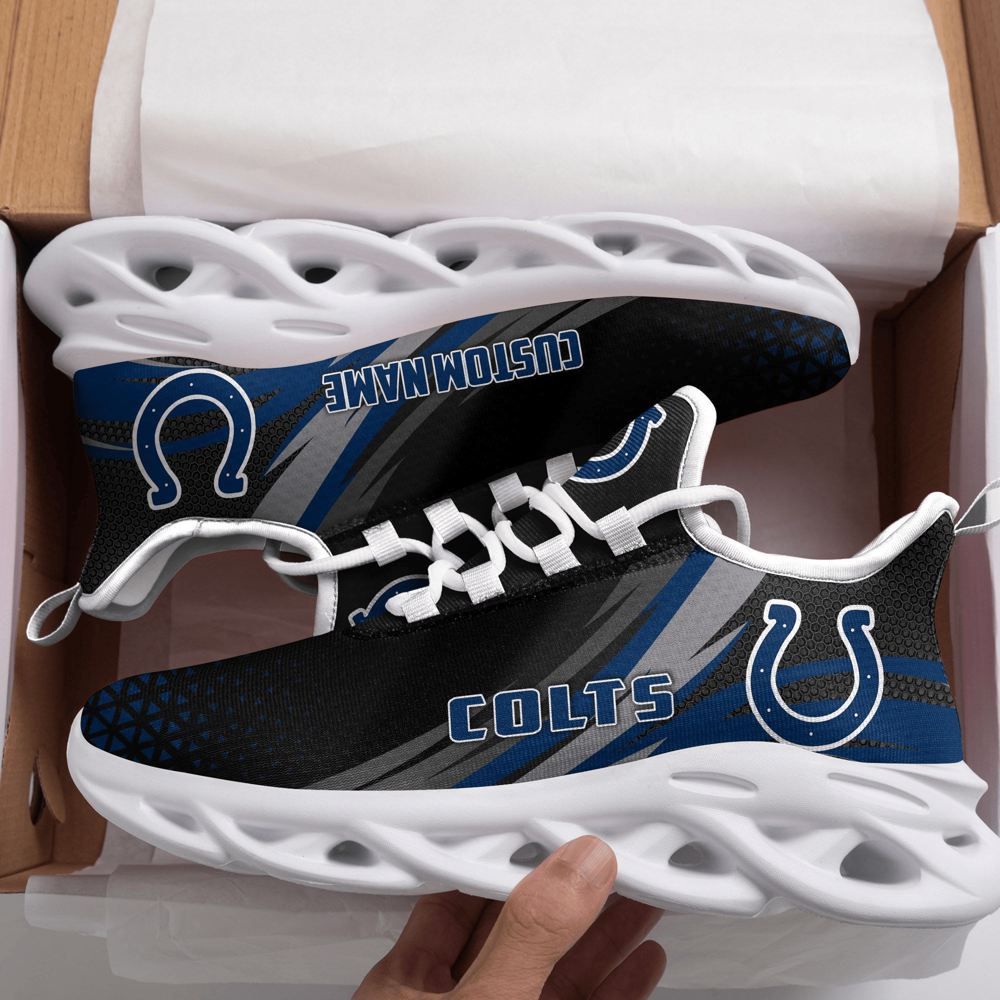 Indianapolis Colts Triangle Custom Personalized Max Soul Sneakers Running Sports Shoes For Men Women Football Fanfootball Fan MS5746