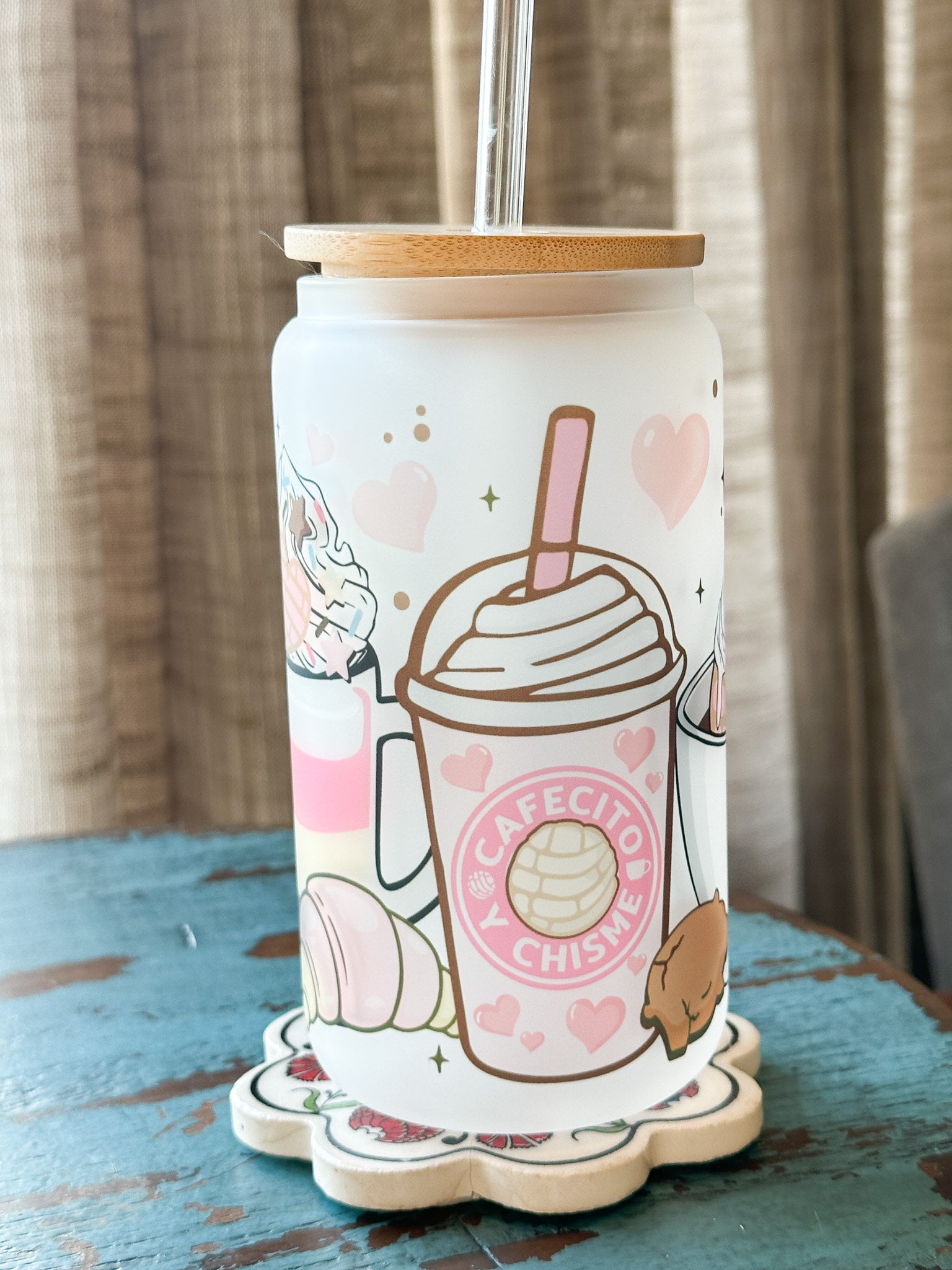 Cafecito y Chisme Iced Coffee Glass, … fashionstation