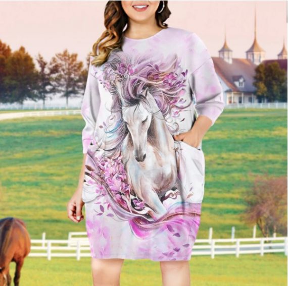 Pink Horse Batwing Pocket Dress 2806 &hellip;