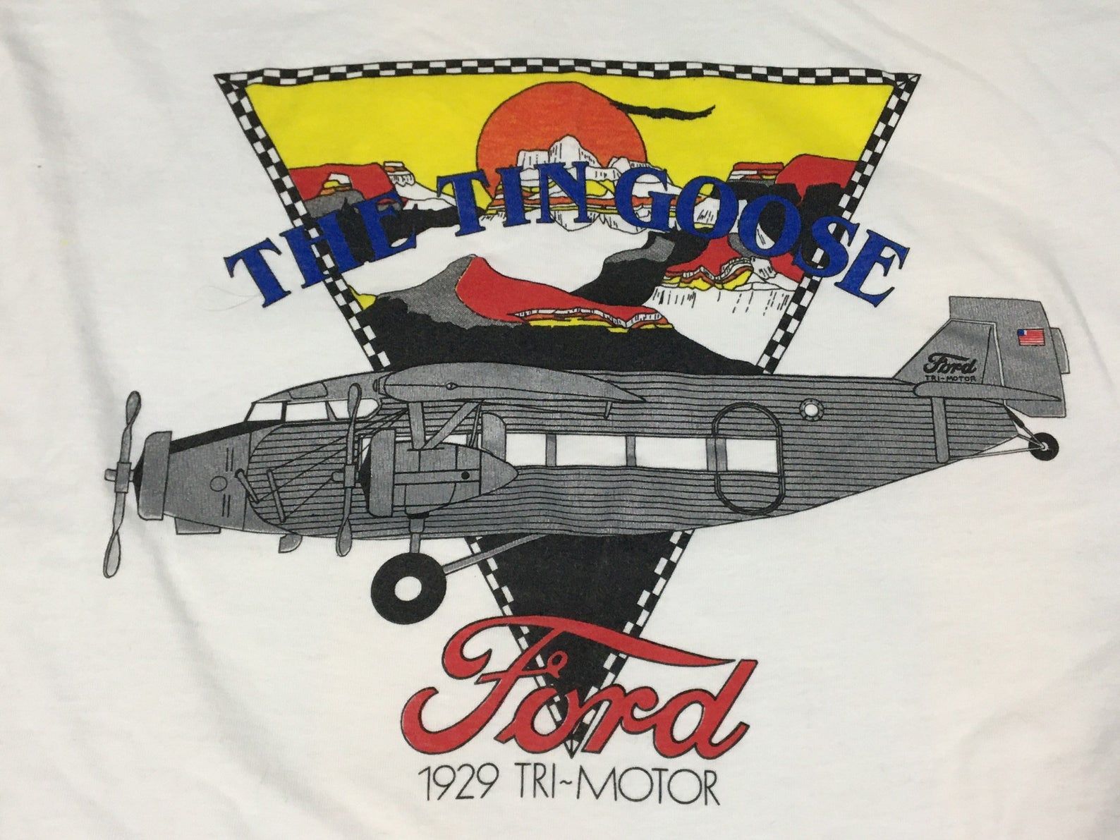 Vintage 80S Ford 1929 Tri Motor Tin Tin Goose Plane Shirt – Sz Single Stitch Super Soft Thin – Grunge Airplane Tee