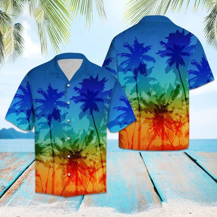 Beach Shirt Lgbt Coconut Palm Hawaii Shirt , Pride Hawaiian Shirt