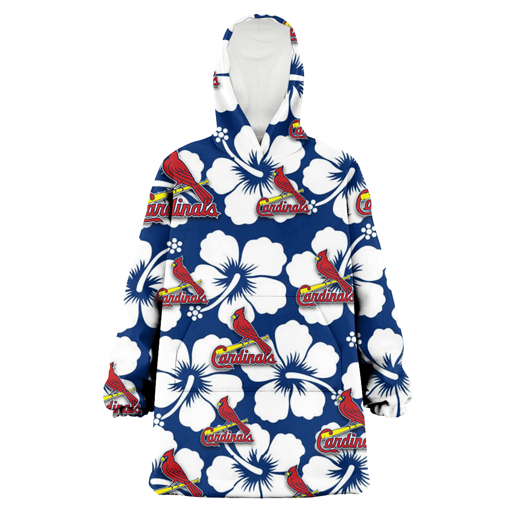 St. Louis Cardinals Modern White Hibiscus Navy Background 3D Printed Hoodie Blanket Snug Hoodie