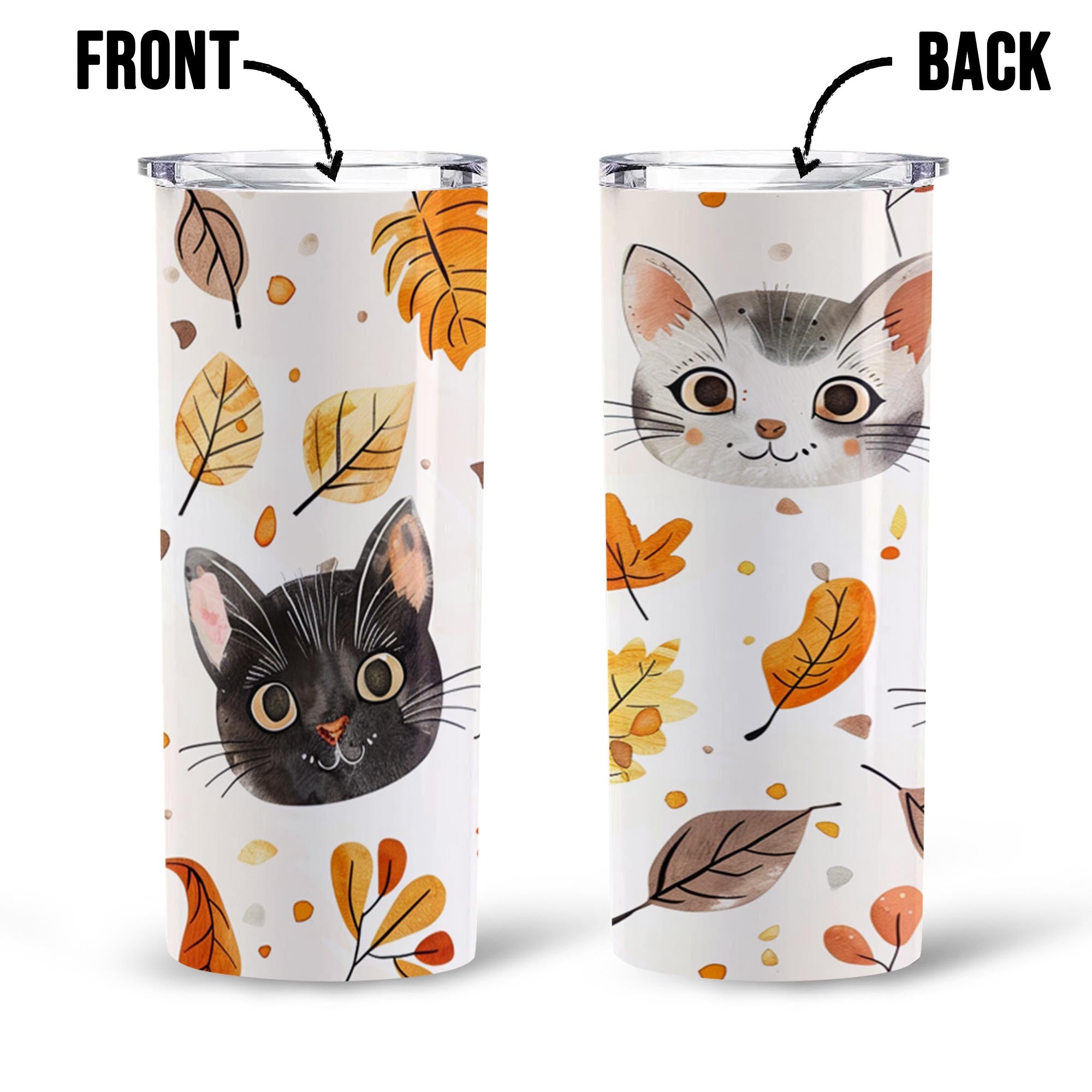 Cute Cartoon Cat Faces 20Oz Skinny Tumbler, Holiday Skinny Tumbler, For Cat Lovers, Vibrant Tumbler, Trending Tumbler New Fashion 2024 Shirttrend