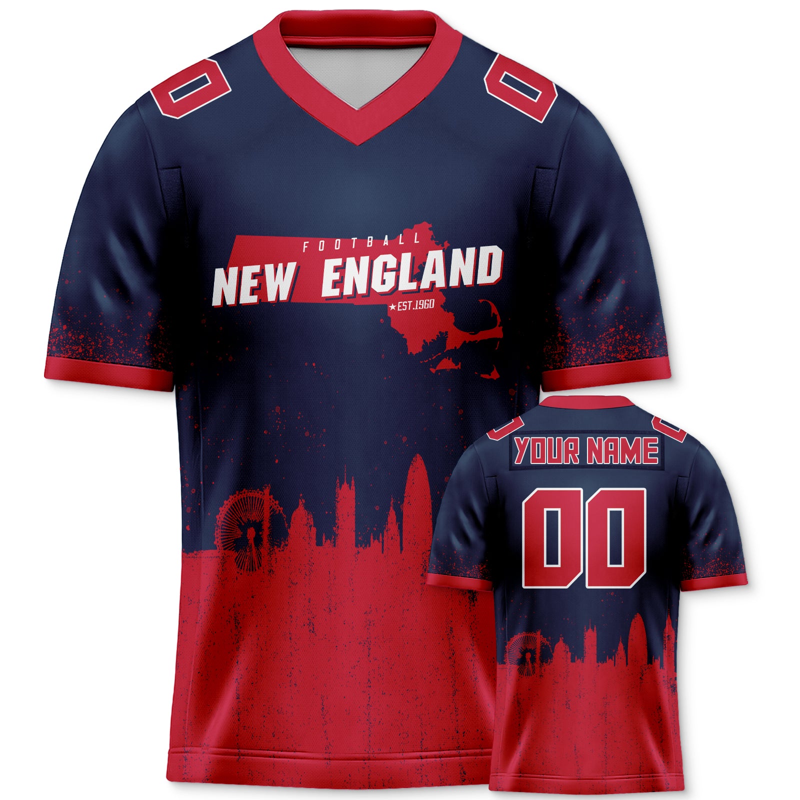 Tshirtcustom - Custom Name Jersey - Custom Football Jersey New England Patriots City Map Graffiti Shirt Unisex Personalized Name And Number For Men Women Youth Football Fans Gift Teeshop24H