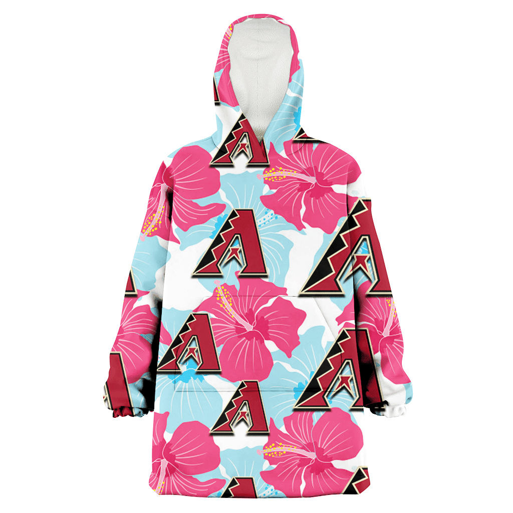 Arizona Diamondbacks Pink Blue Hibiscus White Background 3D Printed Hoodie Blanket Snug Hoodie