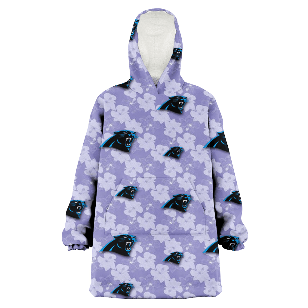 Carolina Panthers Light Purple Hibiscus Pattern Stripe Powder Purple 3D Printed Hoodie Blanket Snug Hoodie