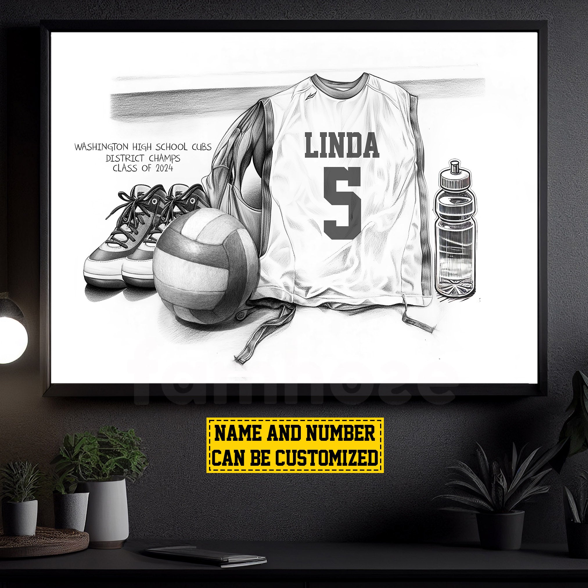 Personalized Class Volleyball Team Canvas Painting, Sports Club Members Wall Art Decor, Commemorative Poster Gift For Volleyball Team Members Where Art Meets Style