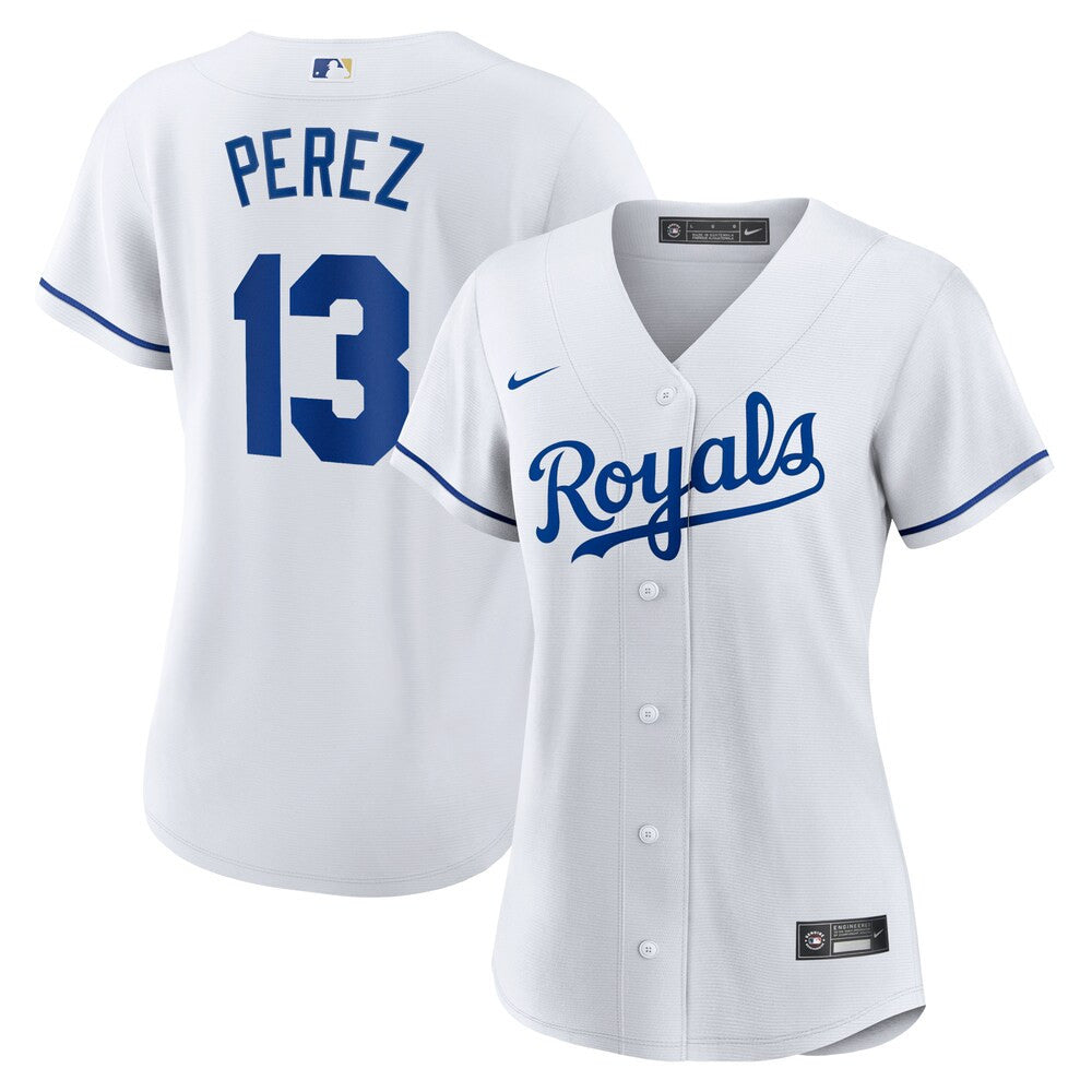 Women’S Kansas City Royals Salvador Perez Nike White Home Replica Player Jersey