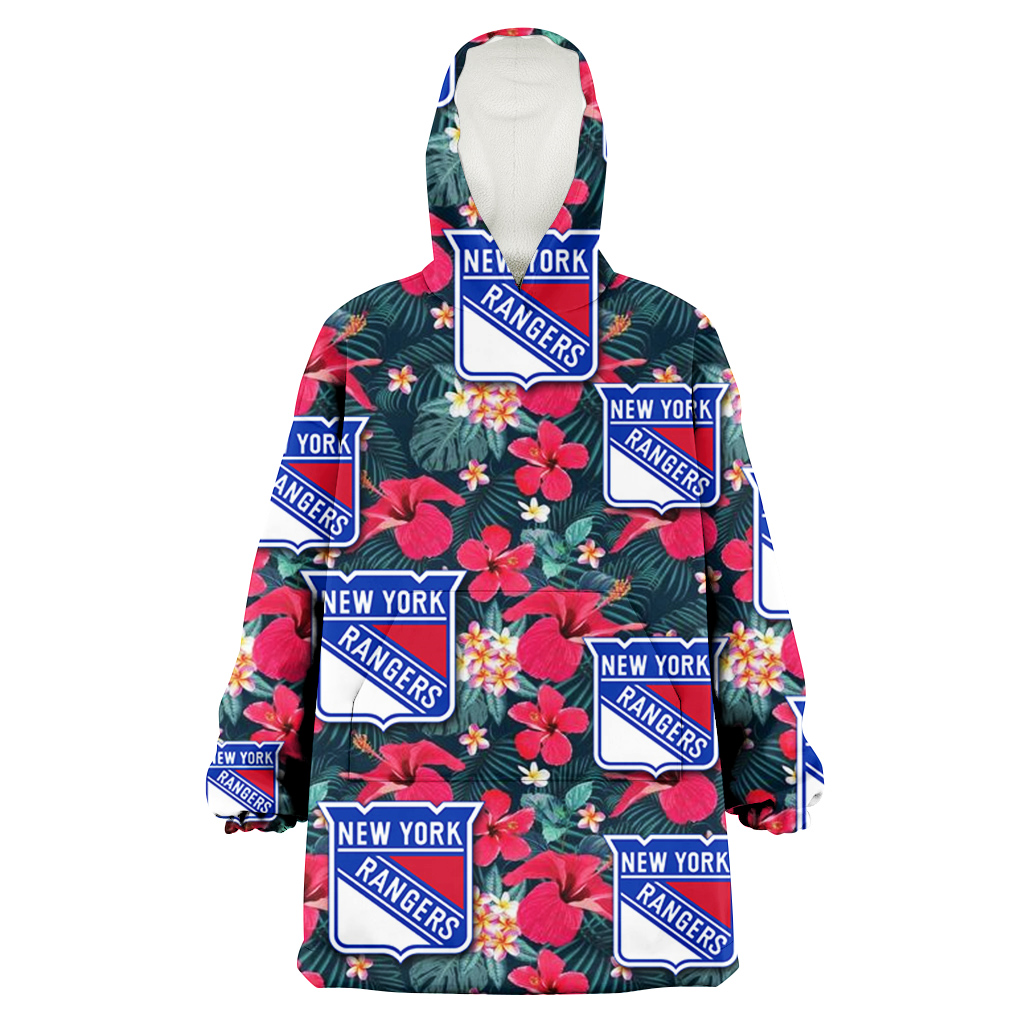 New York Rangers Tiny Red Hibiscus White Porcelain Flower Black Background 3D Printed Hoodie Blanket Snug Hoodie