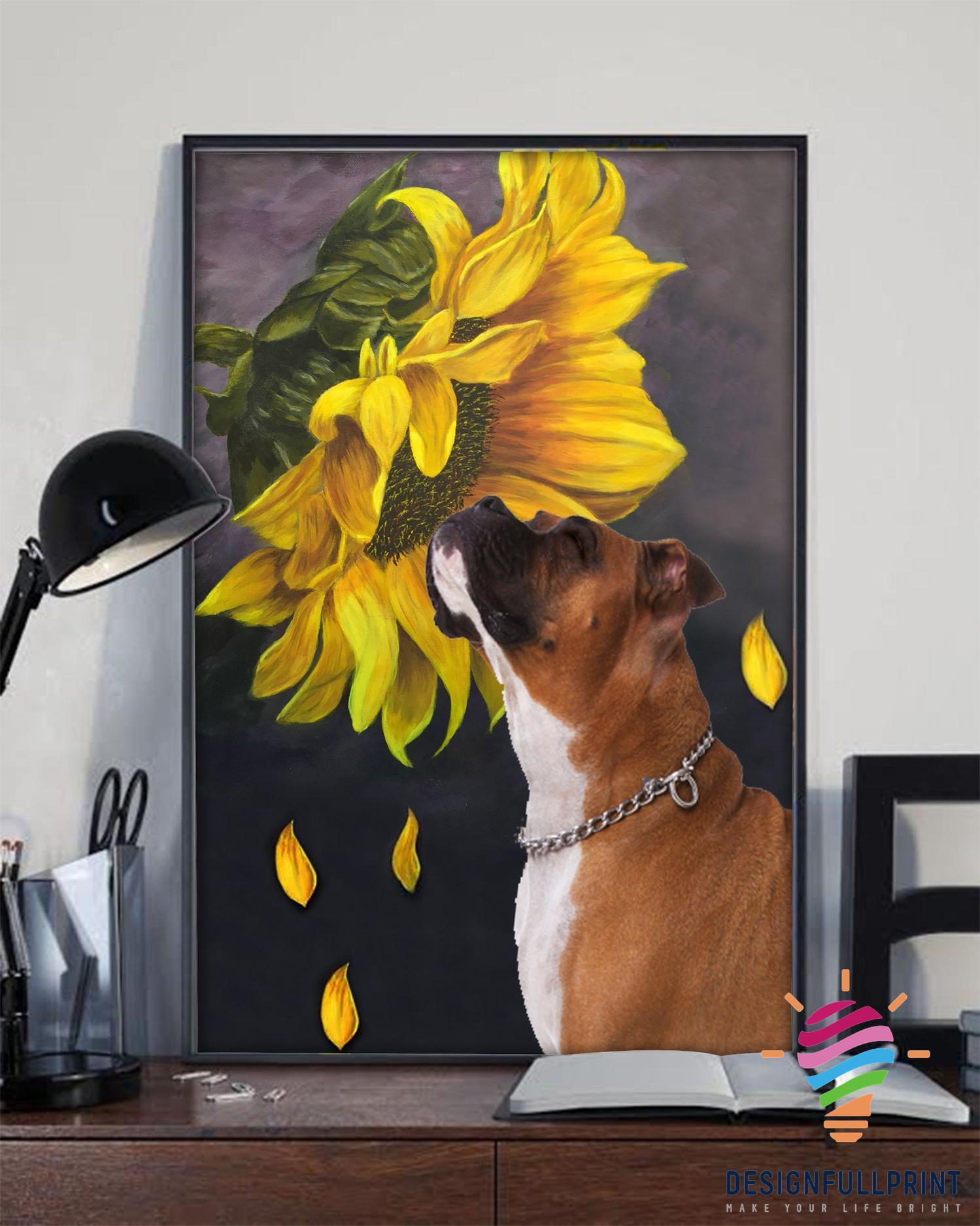 Bulldog Sunflower Farmer Canvas Art  &hellip;