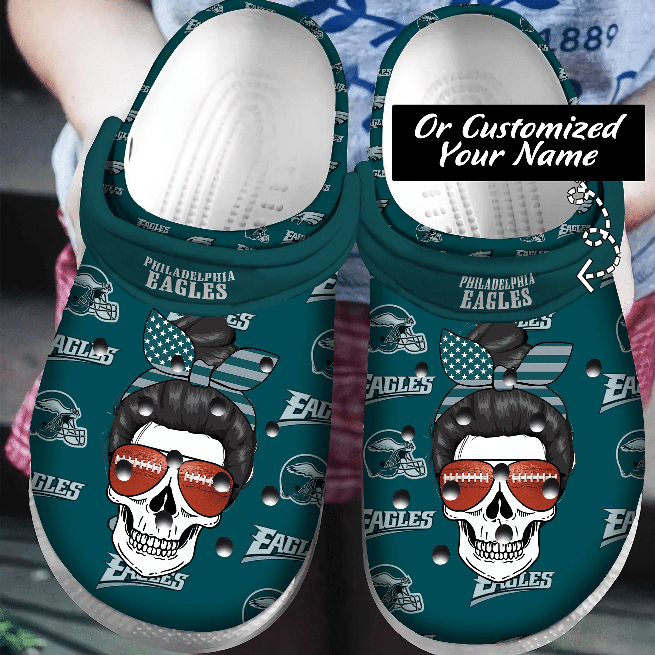 Philadelphia Eagles Skull Girl Life Crocss Clog Comfortable Shoes Ver378