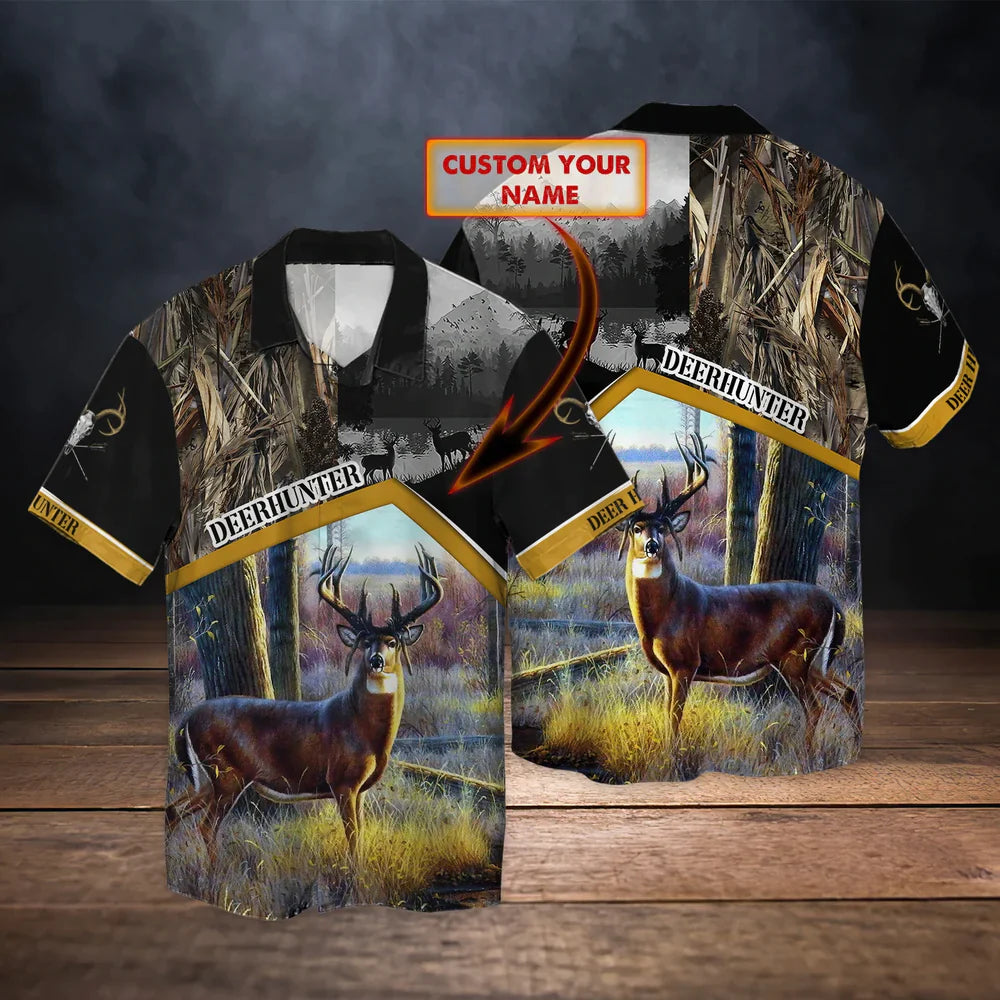 Deer Hunting – Personalized Name 3D Hawaiian, Deer Hawaiian Shirt For Men