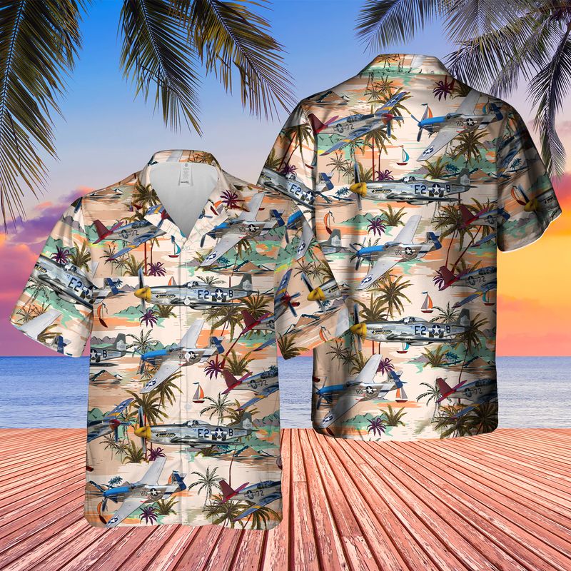 North American P-51 Mustang Hawaiian Shirt, Hawaiian Shirt For Men, Dad Husband Veteran