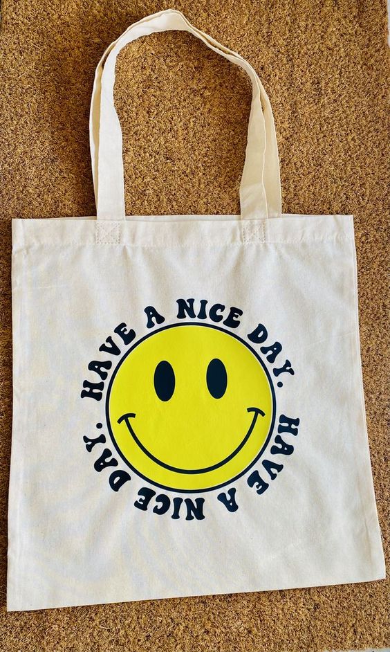 Have A Nice Day Retro Totes, Retro Canvas Bags, Reusable Canvas Bags, Farmer Market Bags