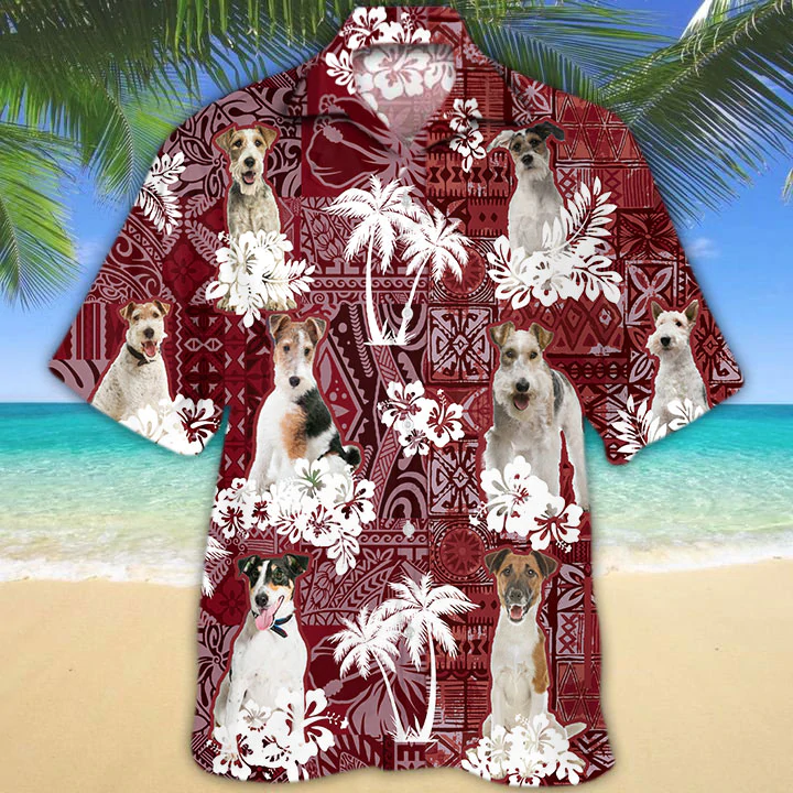 Fox Terrier Red Hawaiian Shirt, Gift For Dog Lover Shirts, Animal Summer Shirts