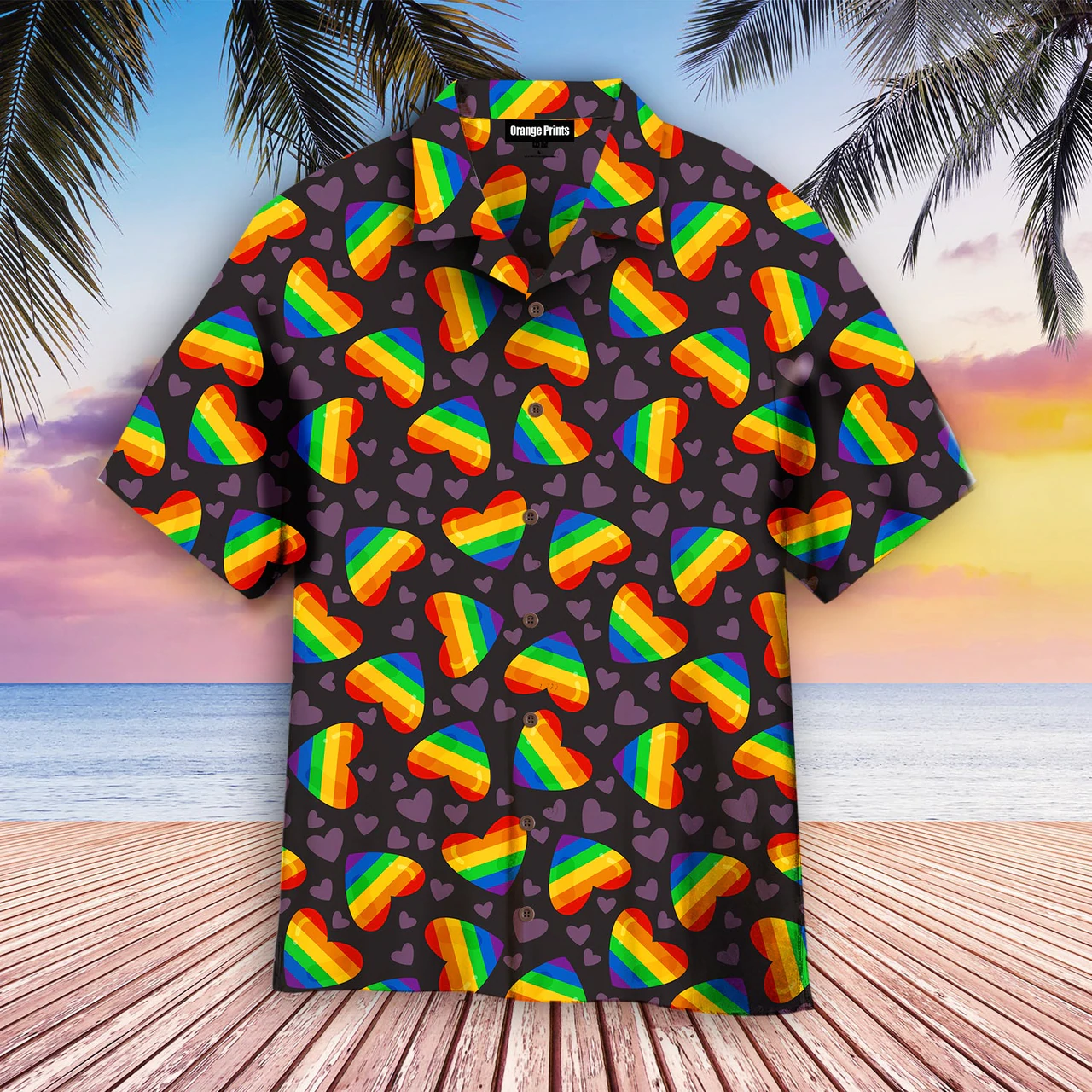 Rainbow Heart Lgbt Hawaiian Shirt, Lgbt Shirt, Lesbian Shirt, Gay Shirt