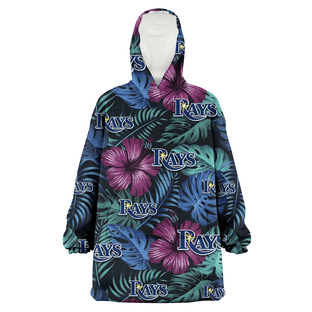 Tampa Bay Rays Dark Magenta Green Leaf Black Background 3D Printed Hoodie Blanket Snug Hoodie