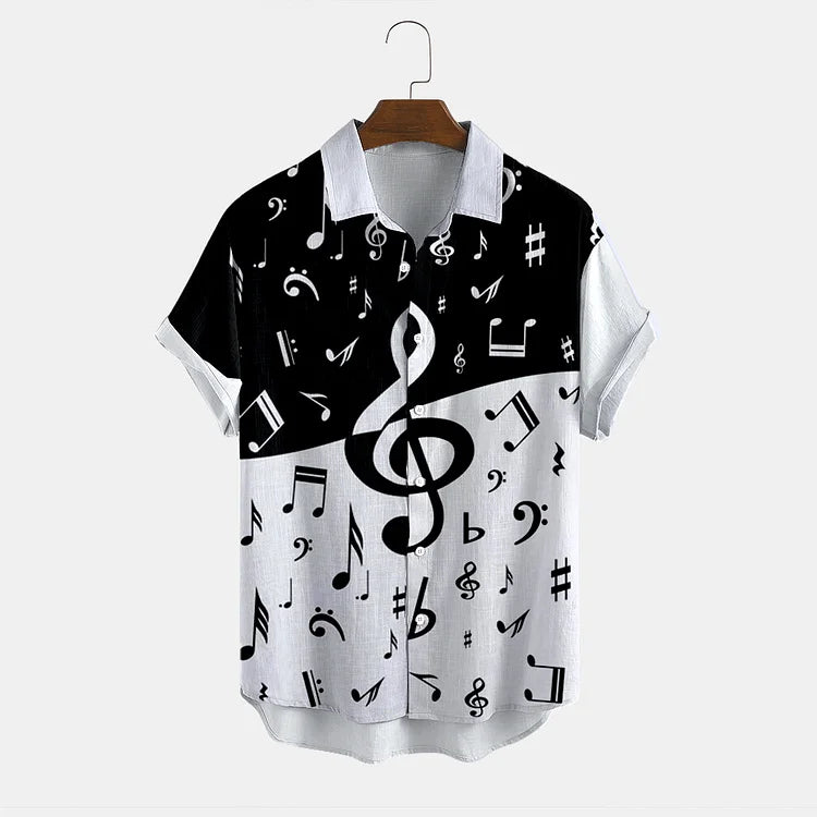 Black And White Music Lover Printed Hawaiian Shirt For Men And Women