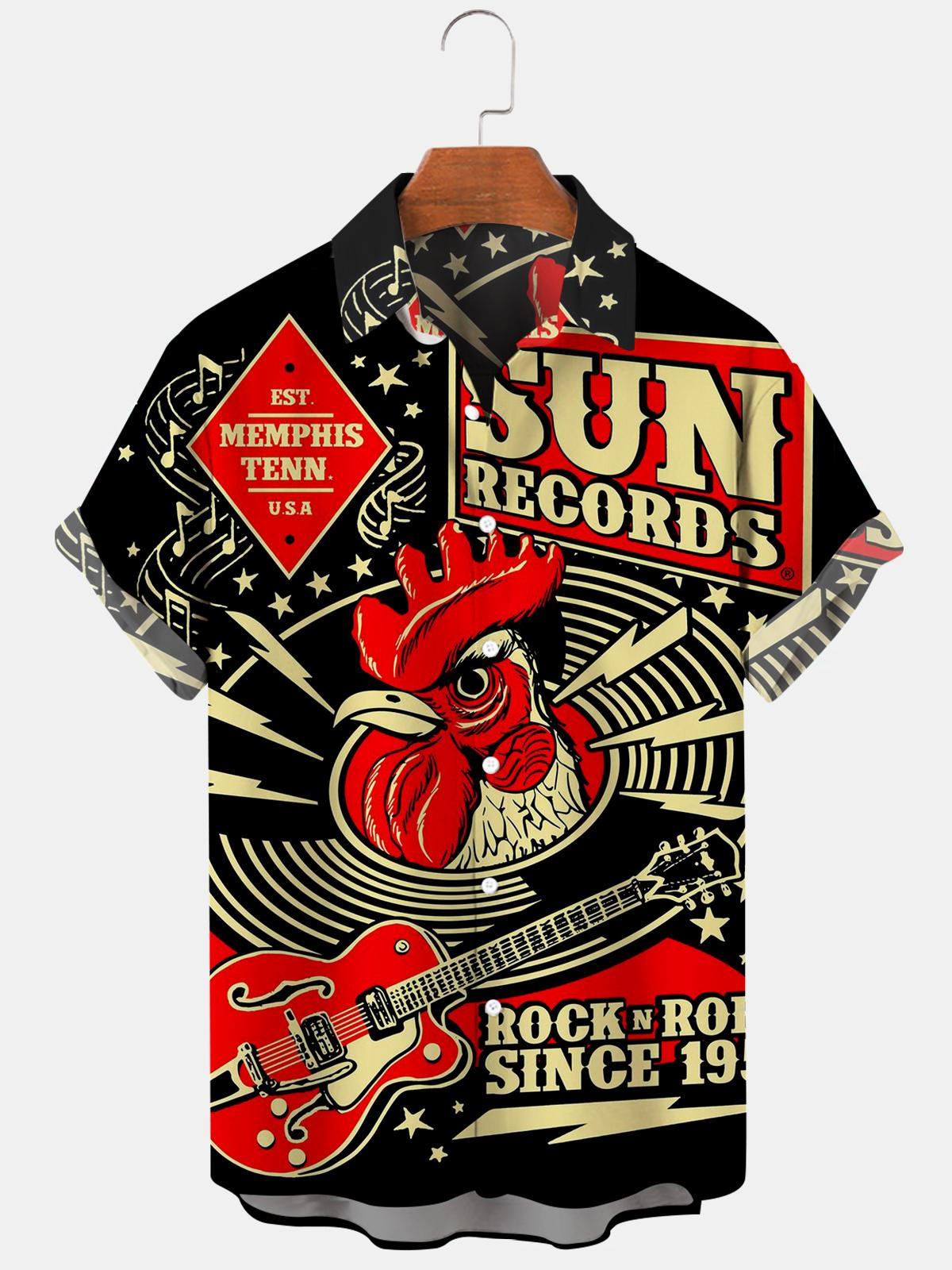 Music Cock Guitar Men’S Hawaiian Shirts