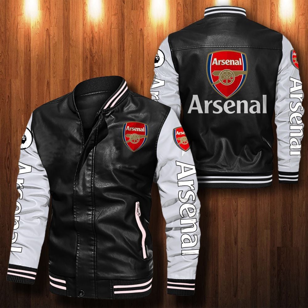 Leather Varsity Jacket Bomber Coat  Arsenal F.C.