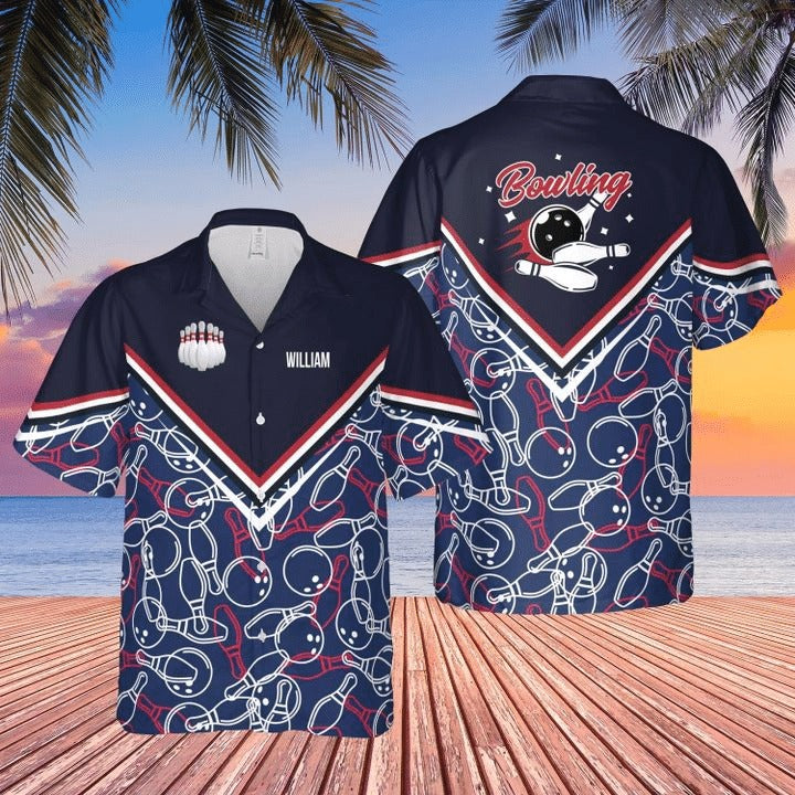 Personalized Bowling Hawaiian Shirt With Name, Hawaii Shirt Short Sleeve For Bowling National Day