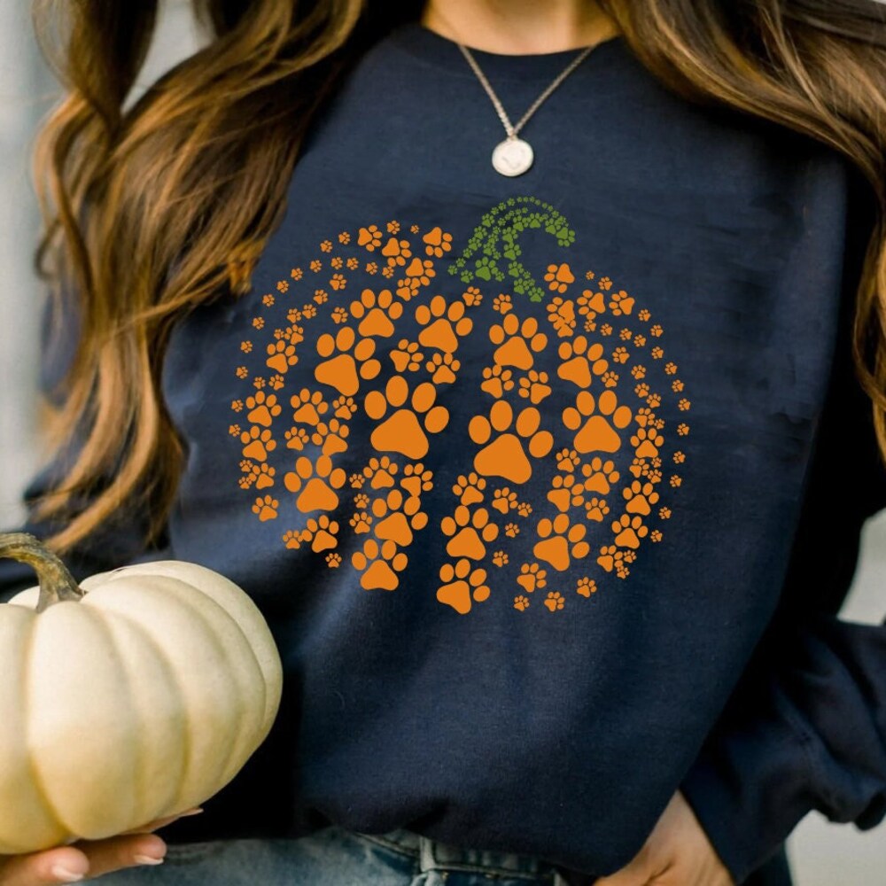 paw pumpkin shirt, paw print shirt, pumpkin dog shirt, dog halloween shirt,retro pumpkin, Halloween Shirt, Halloween Sweatshirt,Thanksgiving Designed By Poshparagon