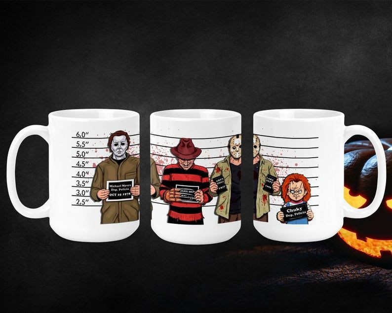 Horror, Halloween Mugs, Horror Movie, Scary Mugs, Cult Classic Horror Mugs X Halloween Collection 2024 Moderndaydecors Fashion