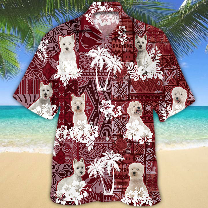 West Highland White Terrier Hawaiian Shirt, Kute Dog Hawaiian Shirts