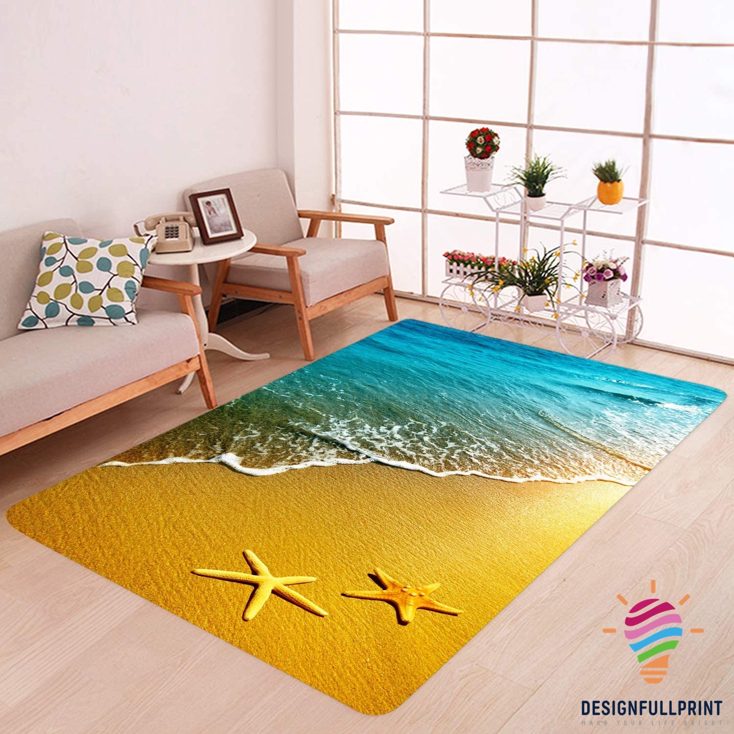 Summer Rug Beach Starfish Print Memo &hellip;