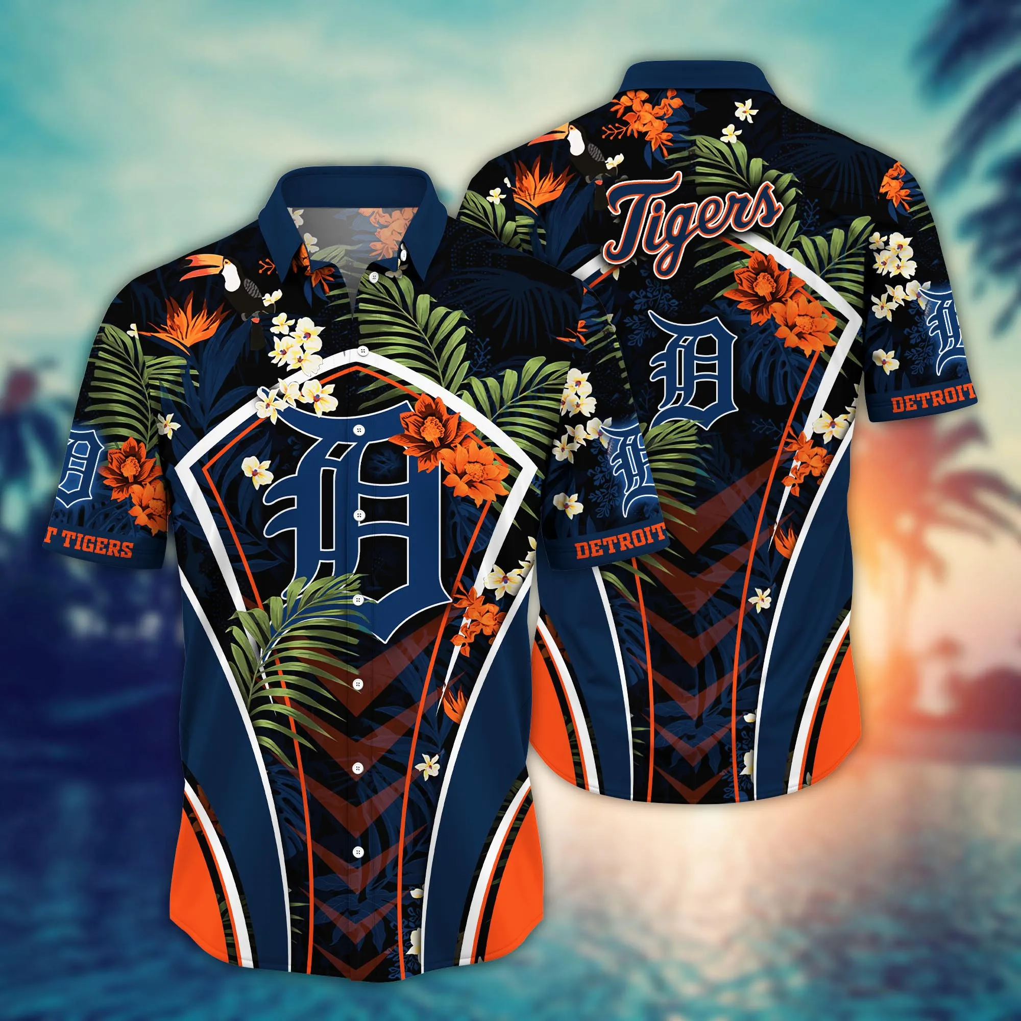 Detroit Tigers Mlb Hawaiian Shirt Umbrellas (For Sun) Aloha Shirt