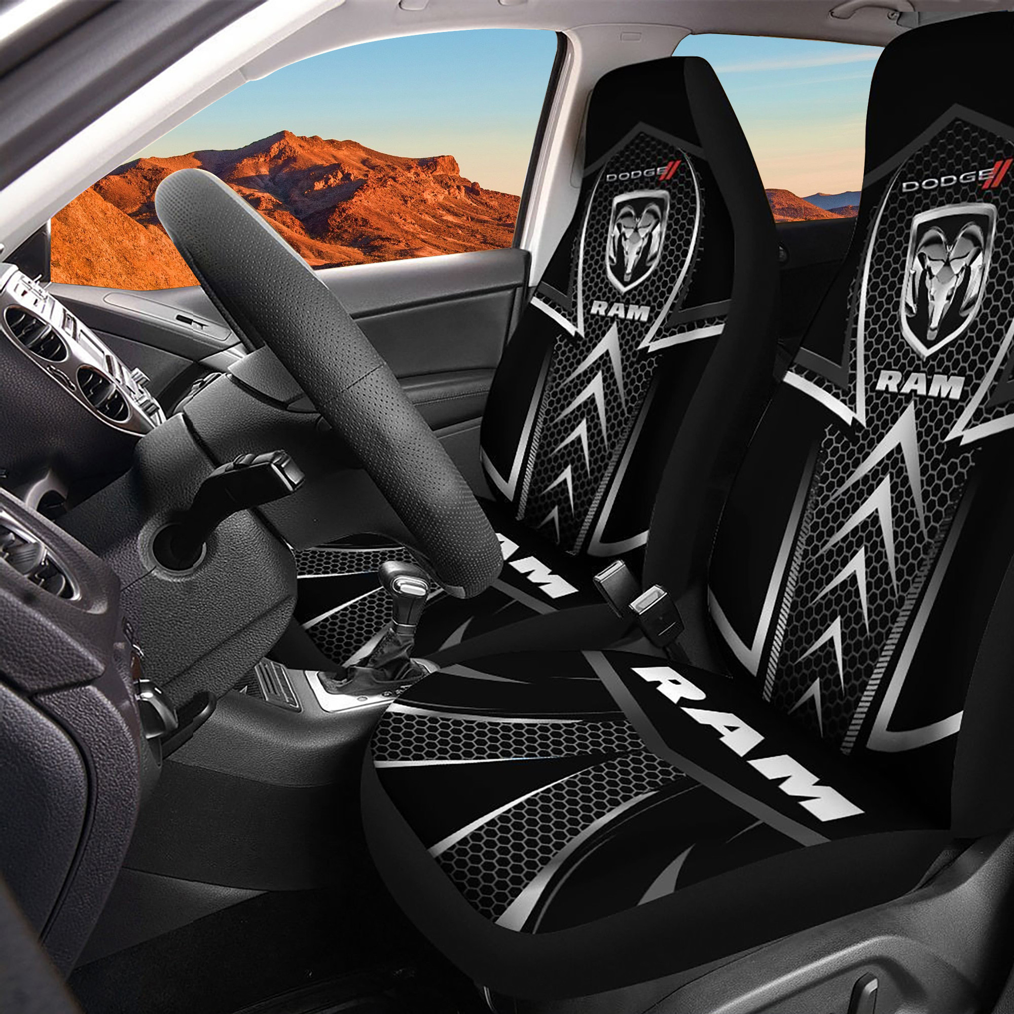 Dodge Ram Logo Car Seat Cover Set CSC8676