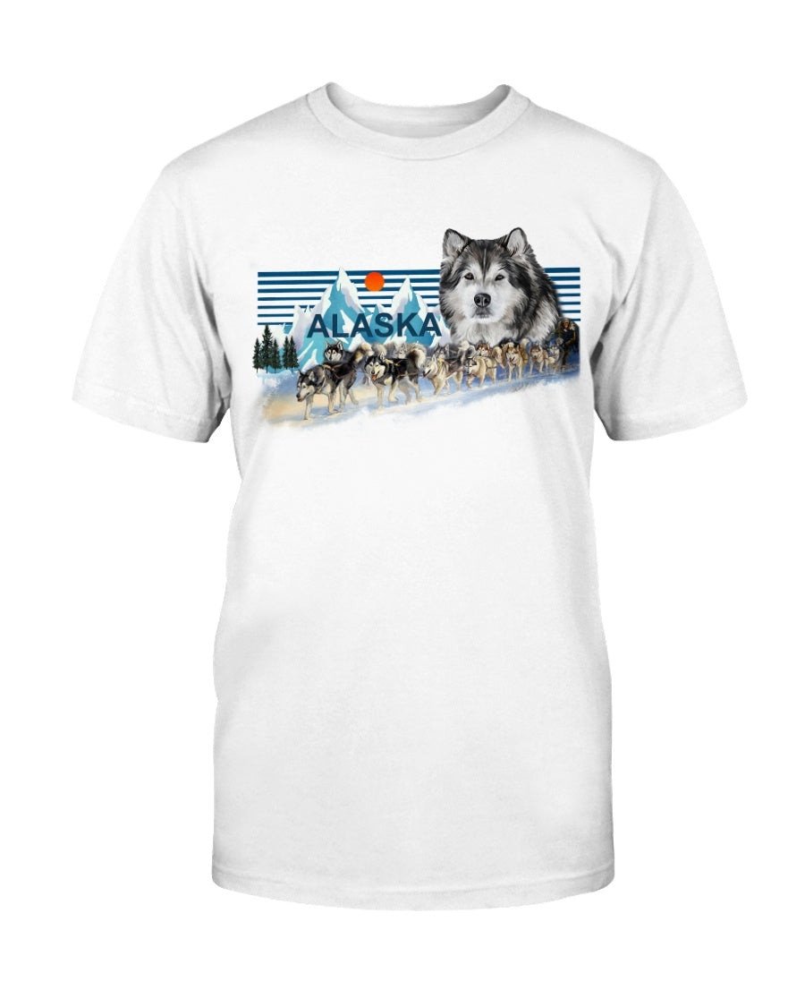 Vintage 80S Alaska Land Of The Midnight Sun Iditarod Sled Dog Graphic T Shirt 210920