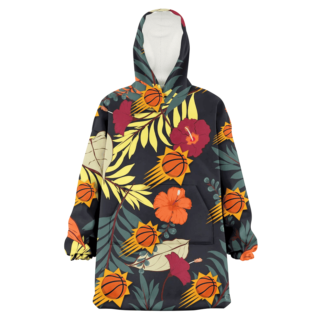 Phoenix Suns Red And Orange Hibiscus Black Background 3D Printed Hoodie Blanket Snug Hoodie