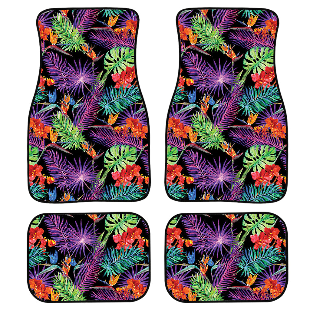 Tropical Hawaiian Jungle Print Front And Back Car Floor Mats, Front Car Mat