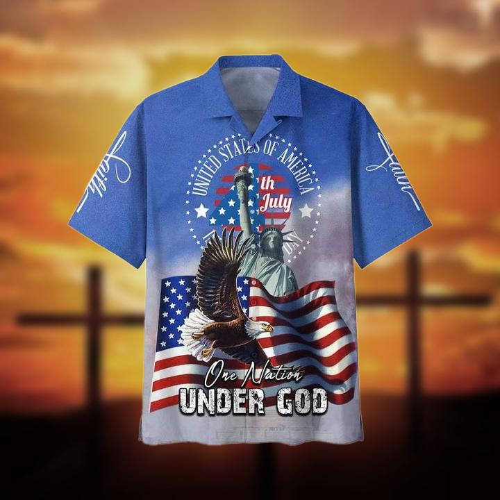 4Th Of July One Nation Under God Independence Day Hawaiian Shirt