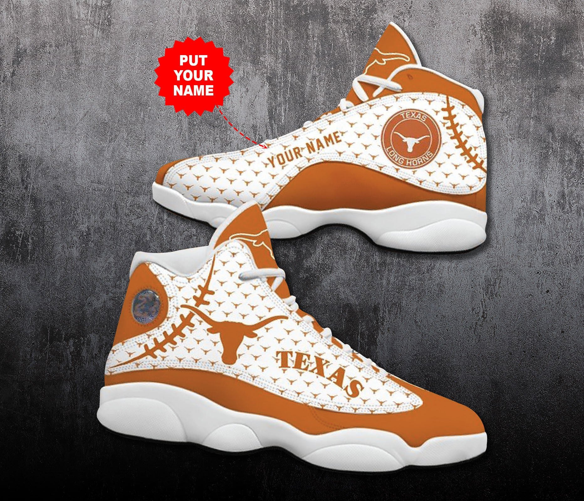 Personalized Shoes Texas Longhorns Air Jordan 13 Custom Name JD13 V833