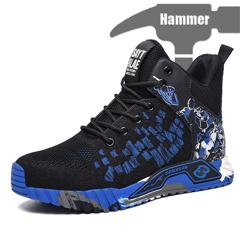 Plus Size Fashion Men's Work Safety Boots Anti Smash Anti-Puncture Work Sneakers High Top Safety Shoes Men's Indestructible Work alx