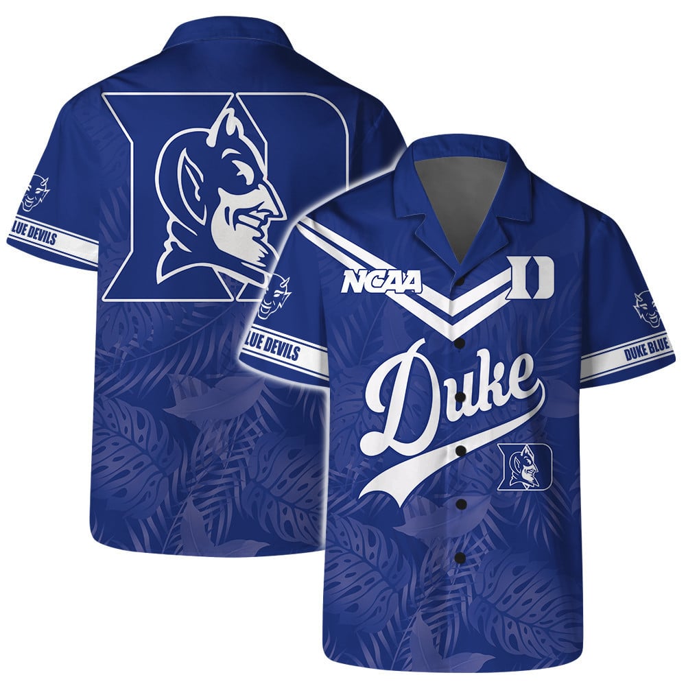 Ncaa Duke Blue Devils Team Logo On Back 3D Hawaiian Shirt