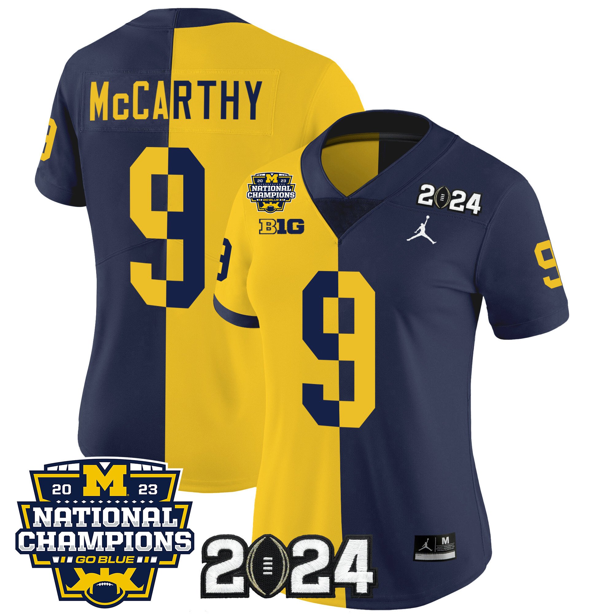 Women’S Michigan Wolverines 2023 National Champions Patch Vapor Jersey V5 – All Stitched