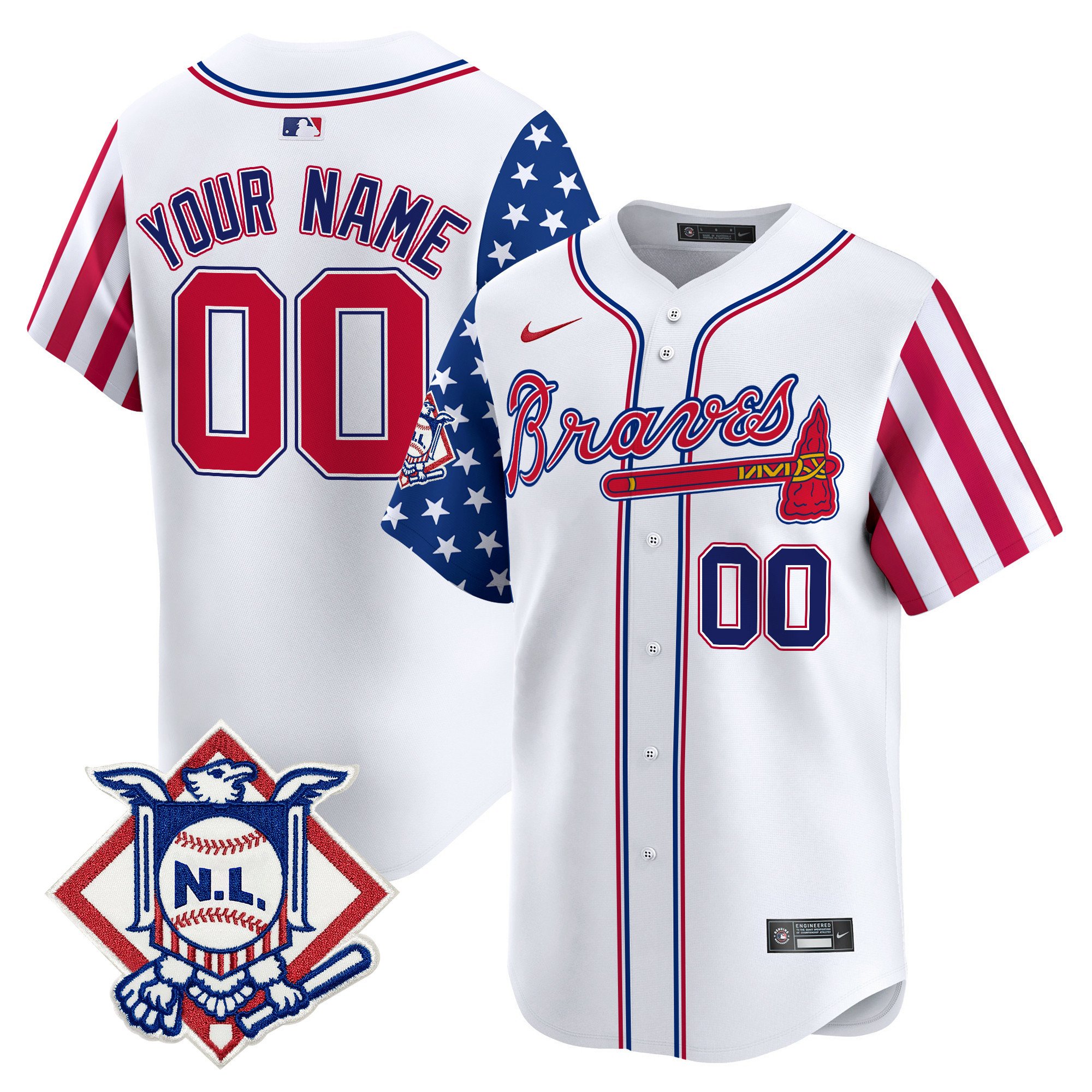 Atlanta Braves 2024 Fourth Of July Vapor Premier Limited Custom Jersey V2 – All Stitched