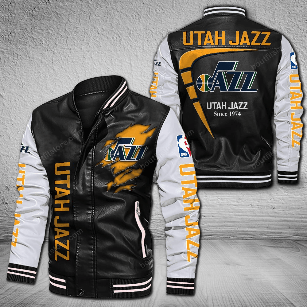 Utah Jazz Leather Varsity Jacket