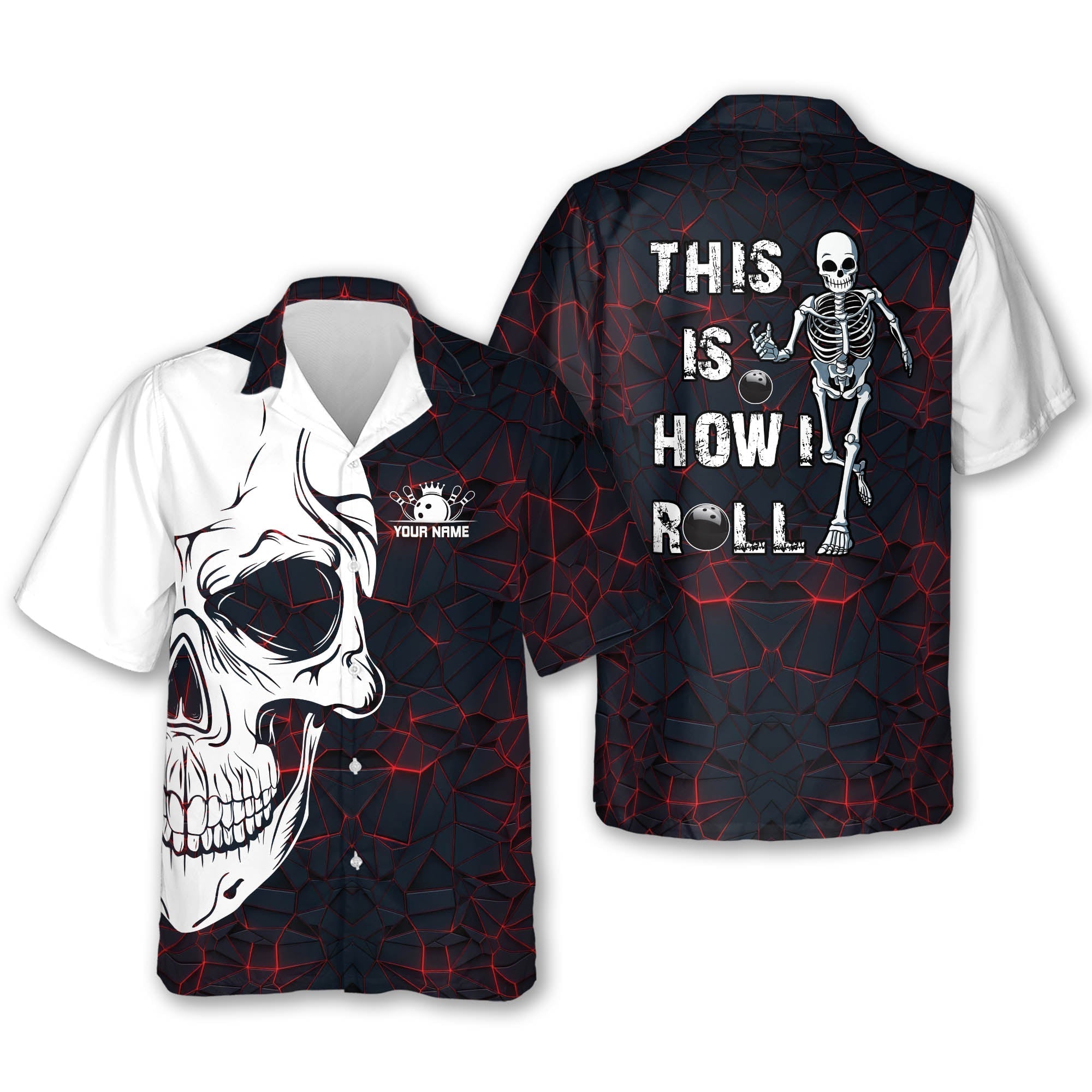 Personalized Bowling Skull Hawaiian Shirt For Men, Bowling This Is How I Roll