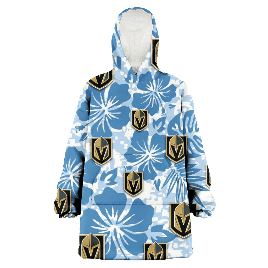 Vegas Golden Knights Blue Hibiscus Blue Leaves Vintage Background 3D Printed Hoodie Blanket Snug Hoodie