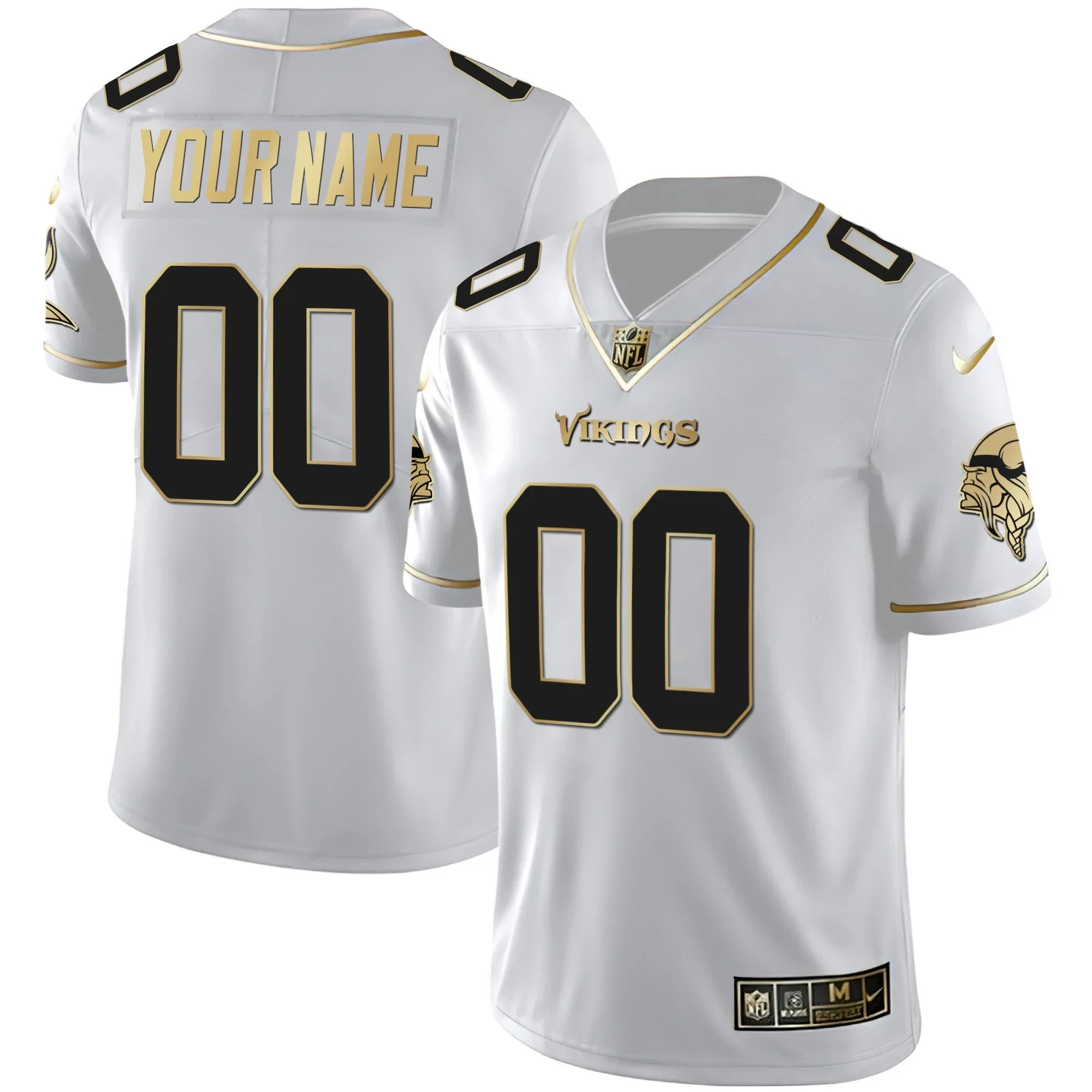 Vikings White Gold Custom Jersey – All Stitched